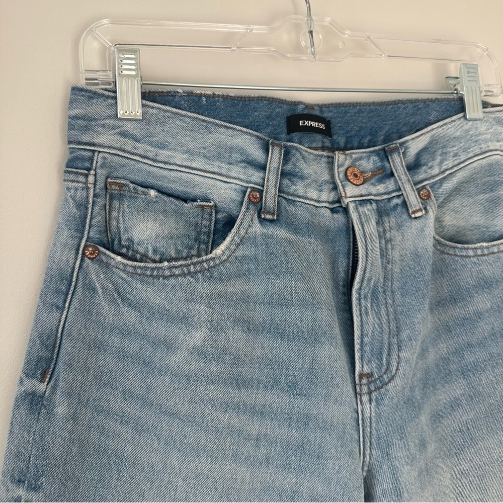 Express Women’s Wide Leg High Rise Jeans Classic Blue Casual Straight Size 4 - Picture 4 of 16